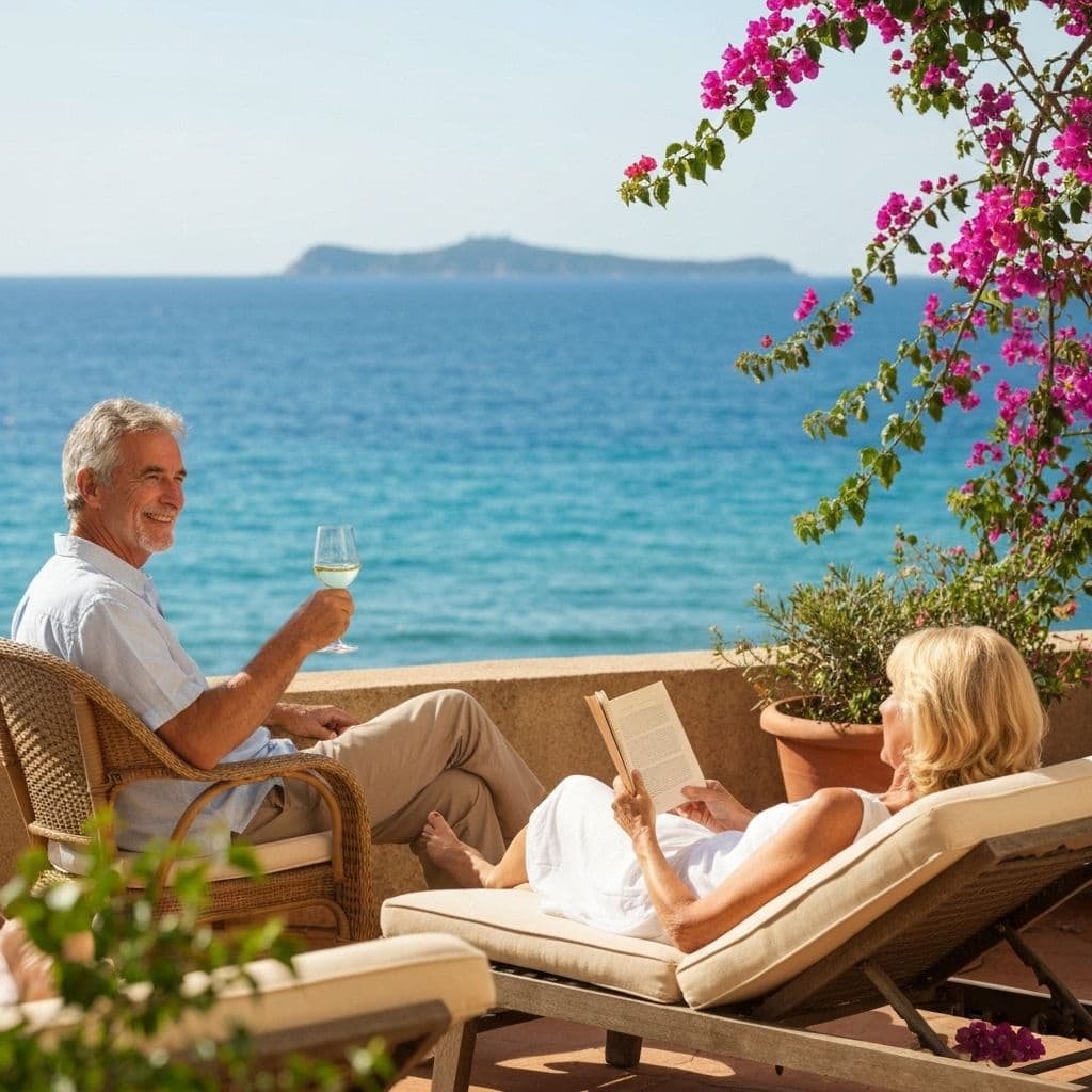 Happy retired couple enjoying their retirement abroad